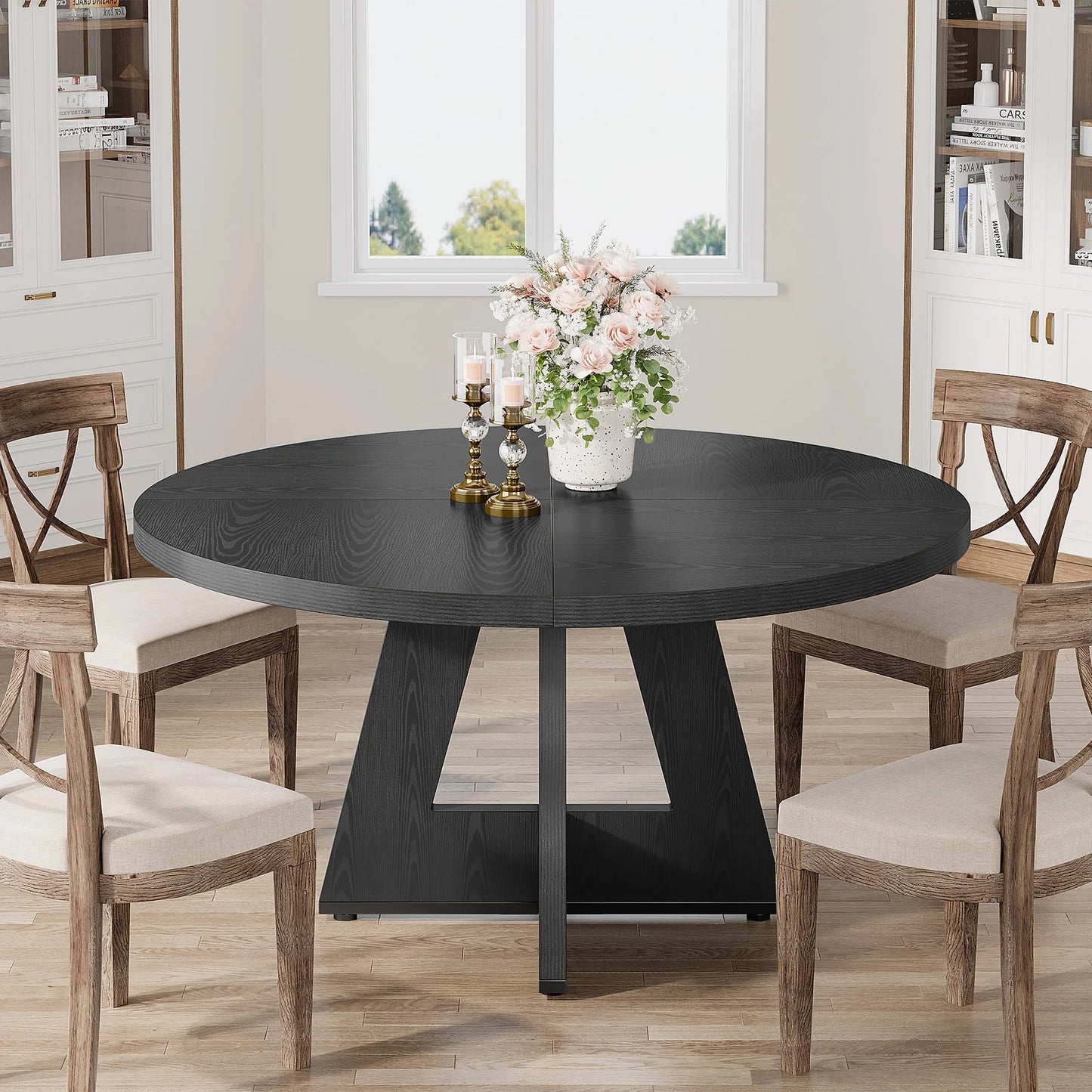 Tribesigns Round Dining Table For Four Farmhouse Kitchen