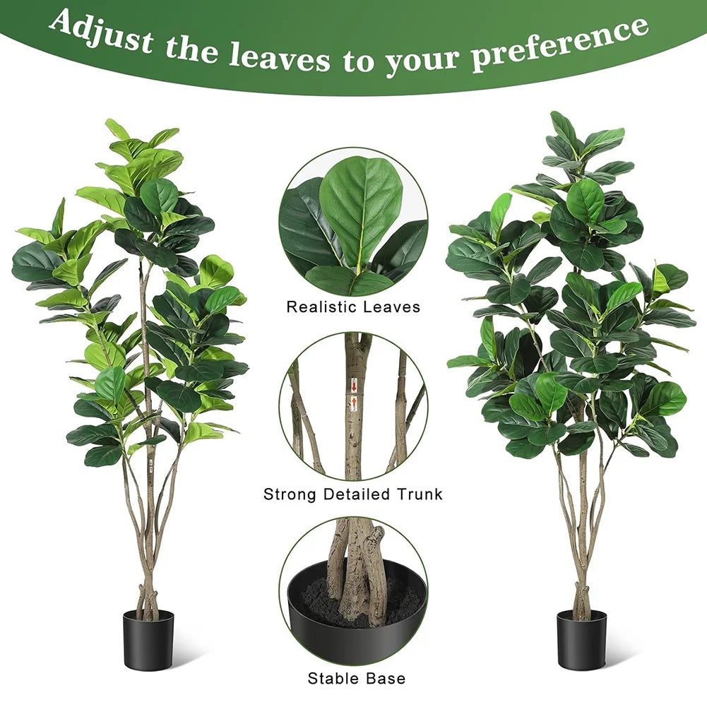 HiMISSCN Fiddle Leaf Fig Artificial Tree For Home Decor With Pot