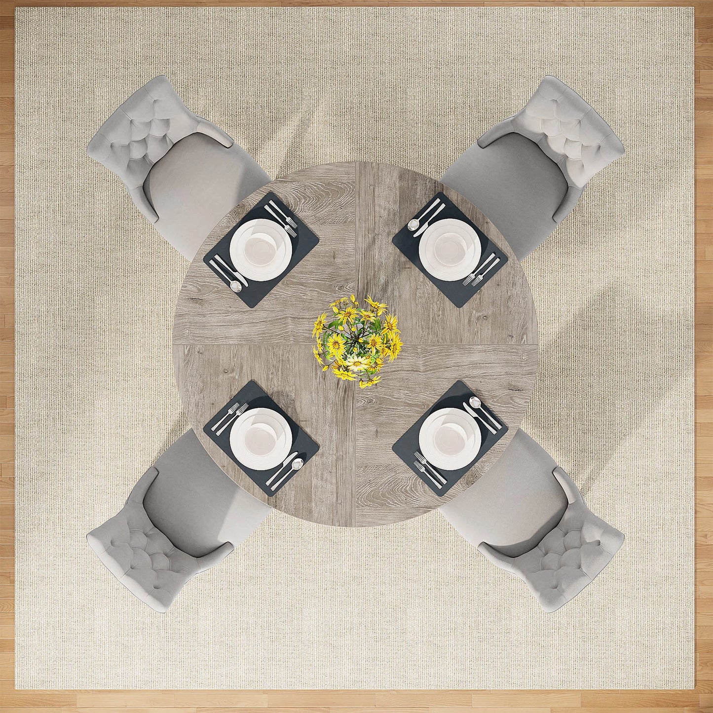 Tribesigns Round Dining Table For Four Farmhouse Kitchen