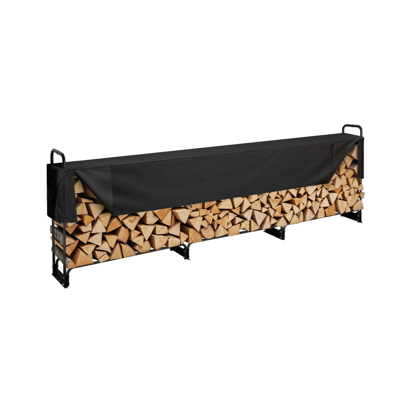 SucceBuy Outdoor Firewood Rack With Waterproof Cover Heavy Duty Holder