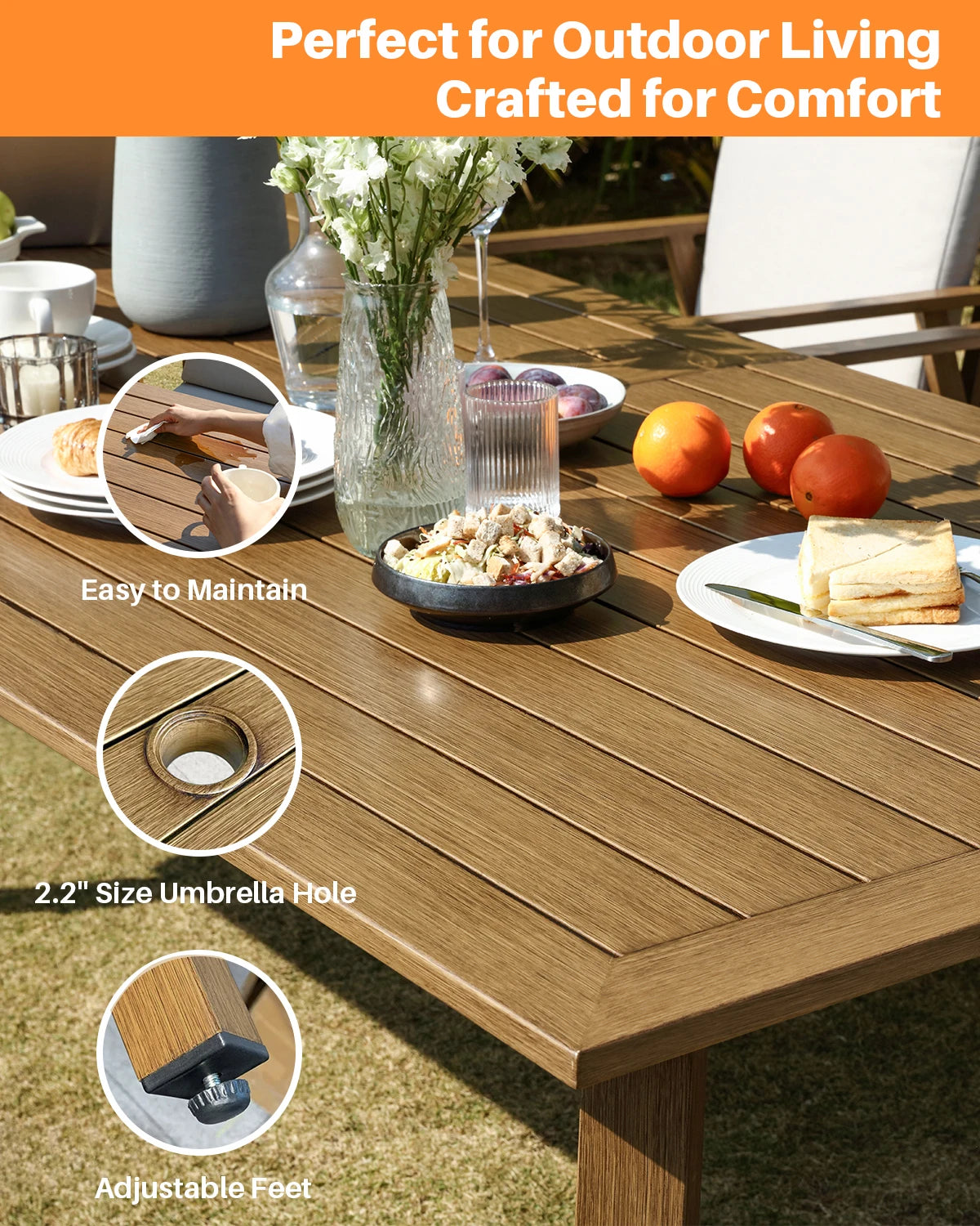 SeeHill 9-Piece Patio Dining Set With Aluminum Table And Swivel Chairs