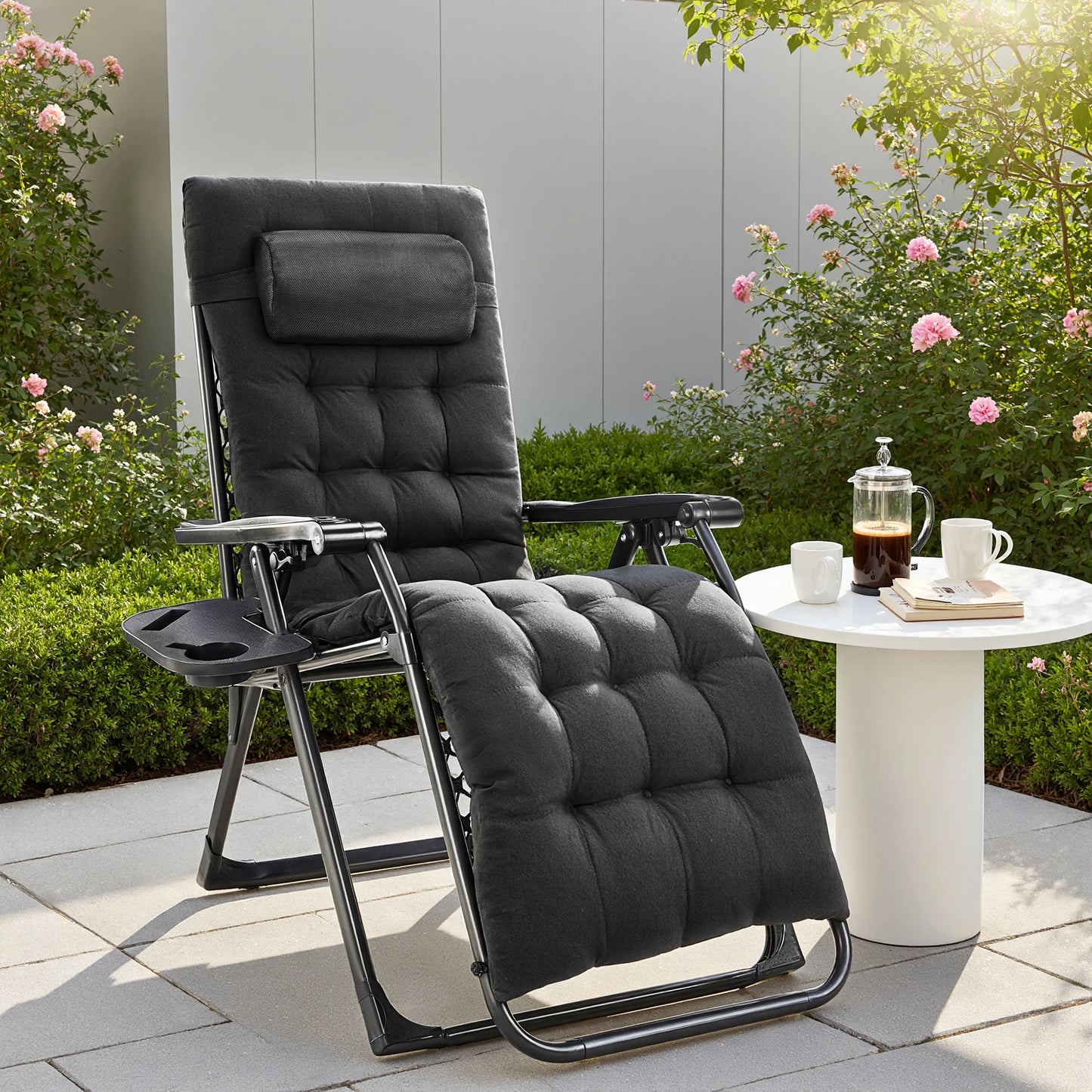 JHK Zero Gravity Recliner Folding Camping Lounge Chair Cup Holder