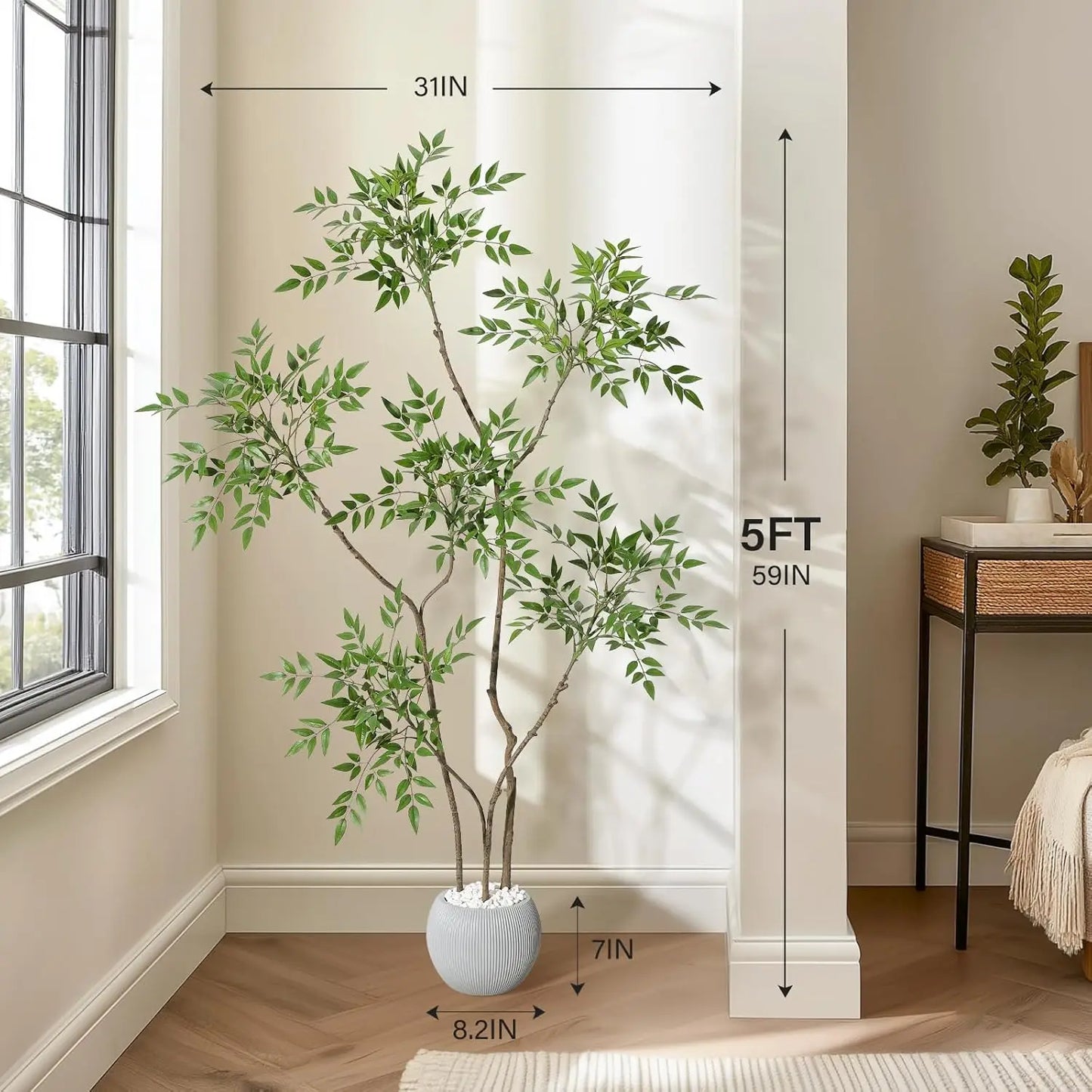 TWISTER.CKCN Artificial Nandina Tree In Pot For Home Office Decor