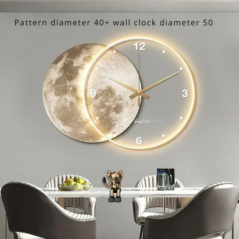 ZHUOLI Moon Earth Modeling LED Wall Clock With Silent Movement