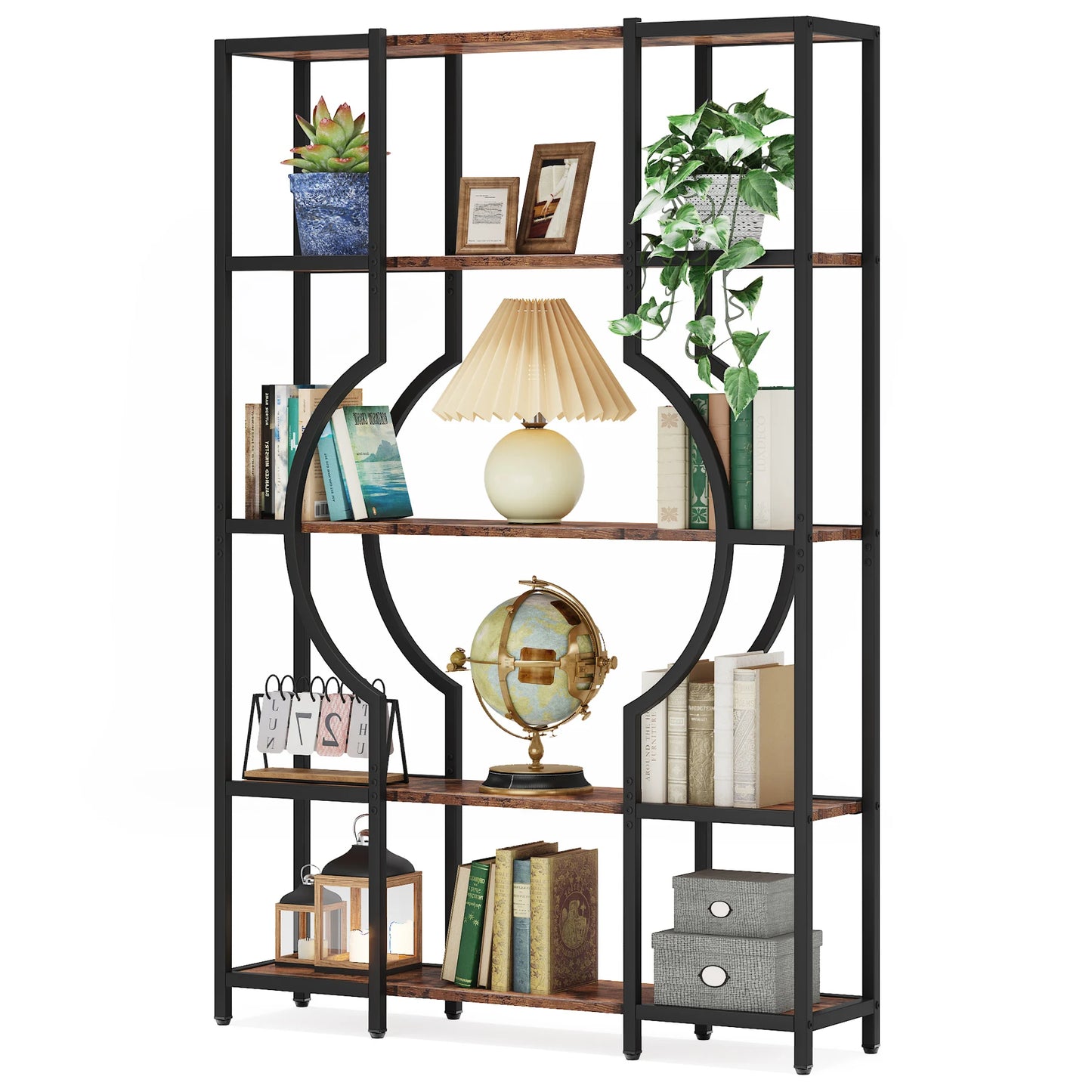 Tribesigns Industrial 5 Tier Etagere Bookcase Freestanding Organizer