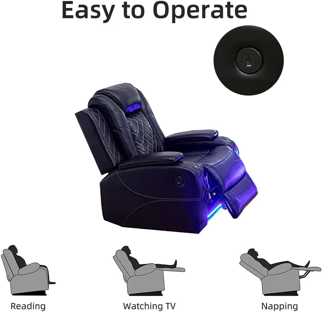 Power Recliner Sofa Set With LED Light And Storage Console
