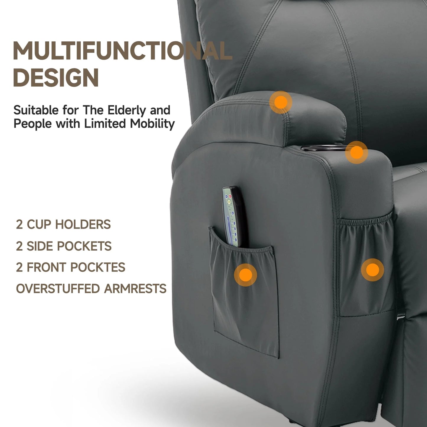 KORSER Recliner Chair With Massage And Heat 360 Swivel