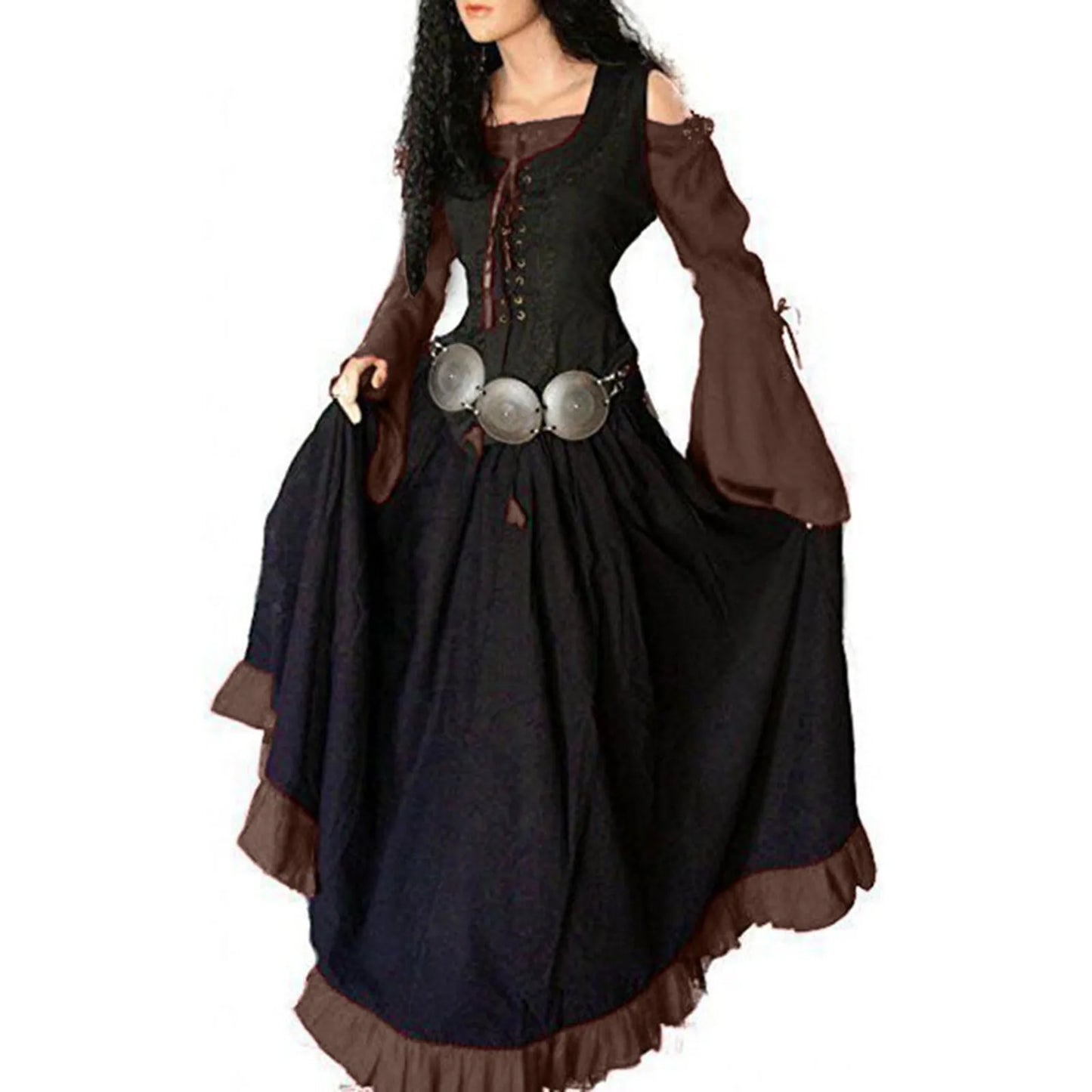 Women's Medieval Retro Gothic Dress Off Shoulder Vintage Girdling