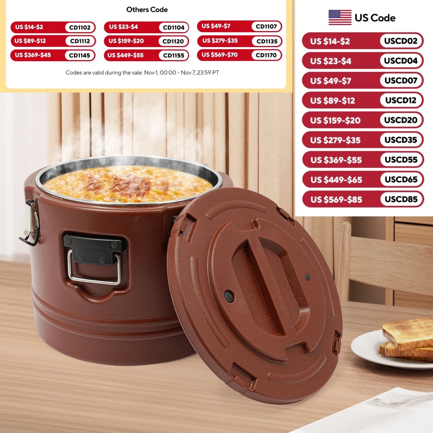 Stainless Steel Commercial Food Warmer Insulated Carrier