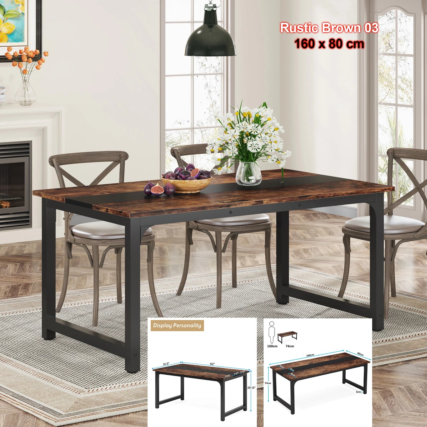 Tribesigns Rectangular Dining Table For 6 To 8 People