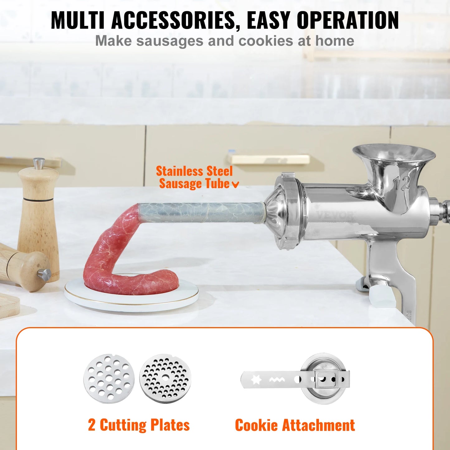 SucceBuy Manual Meat Grinder Stainless Steel With Table Clamp