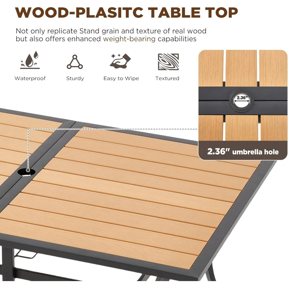 All Weather Rattan Patio Dining With Wood Table And Cushions