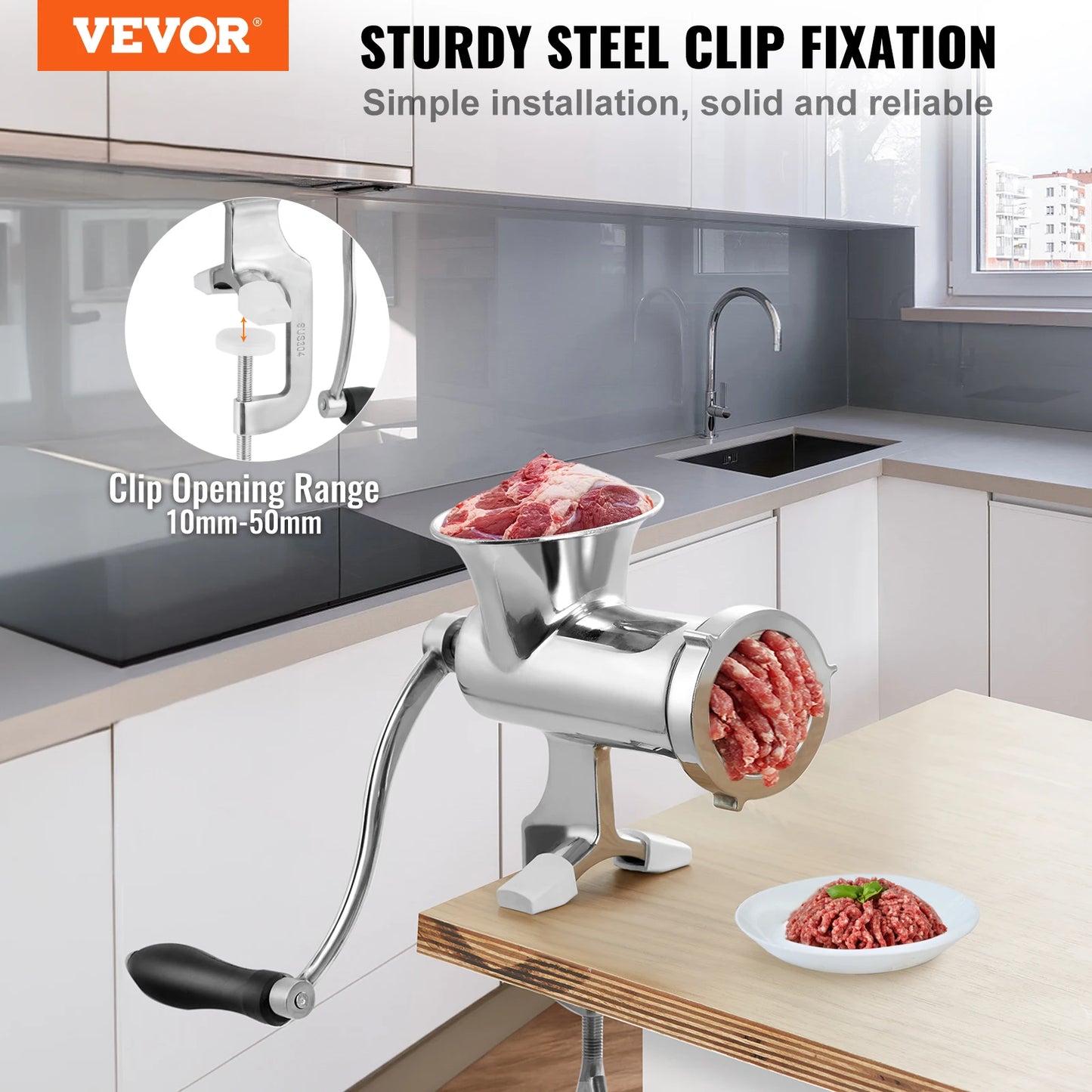 SucceBuy Manual Meat Grinder Stainless Steel With Table Clamp
