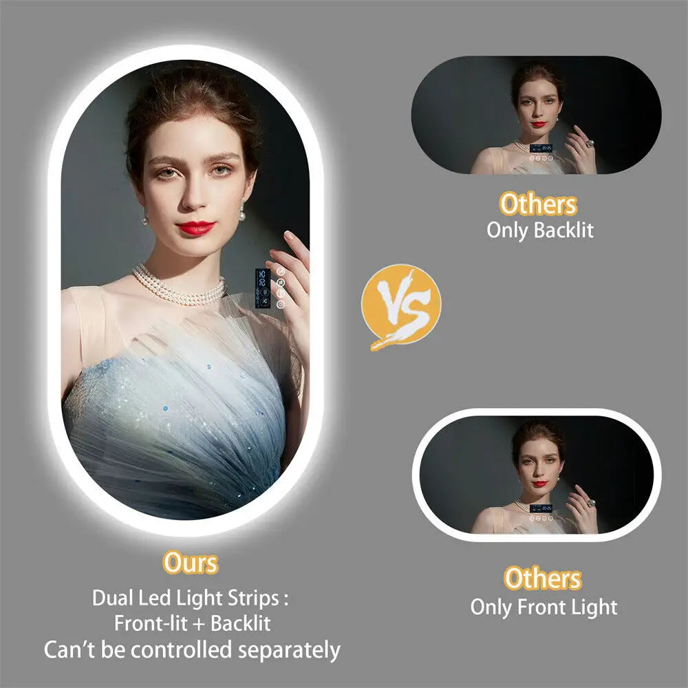 Borwart Oval LED Bathroom Mirror With Bluetooth And Anti Fog