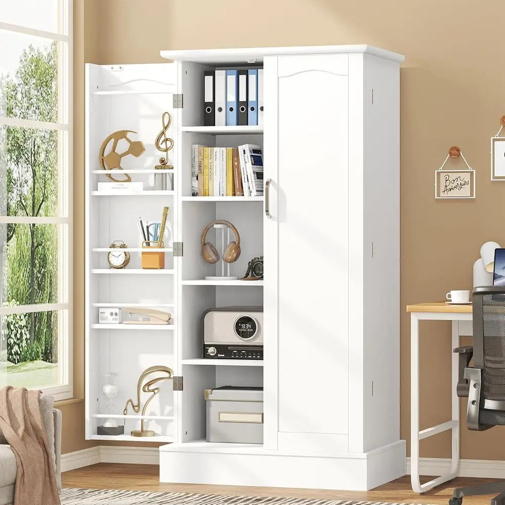 Freestanding Kitchen Pantry Cabinet With Adjustable Shelves