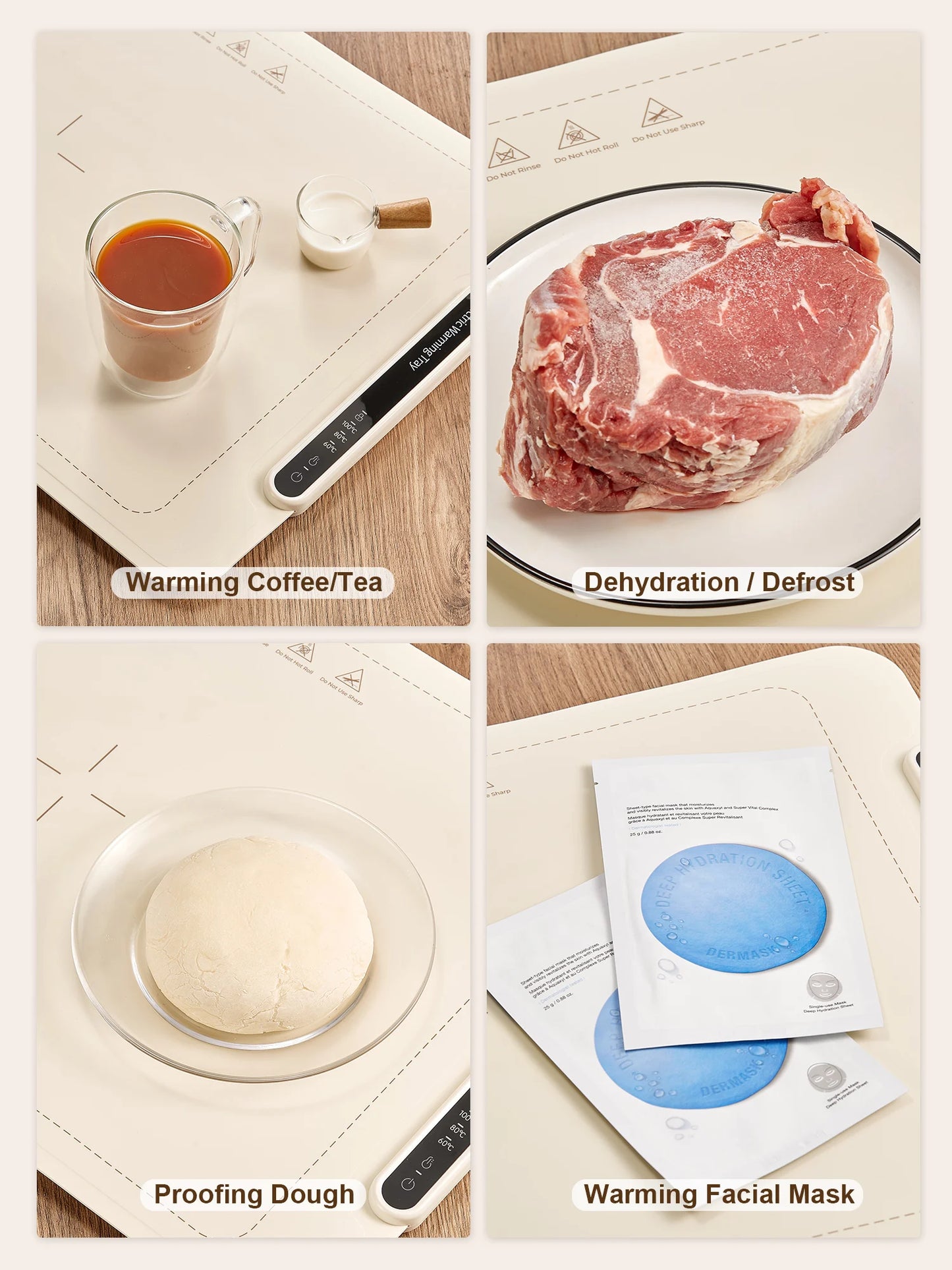 Yabano Foldable Electric Warming Tray With 3 Temperature Settings Auto Shutoff