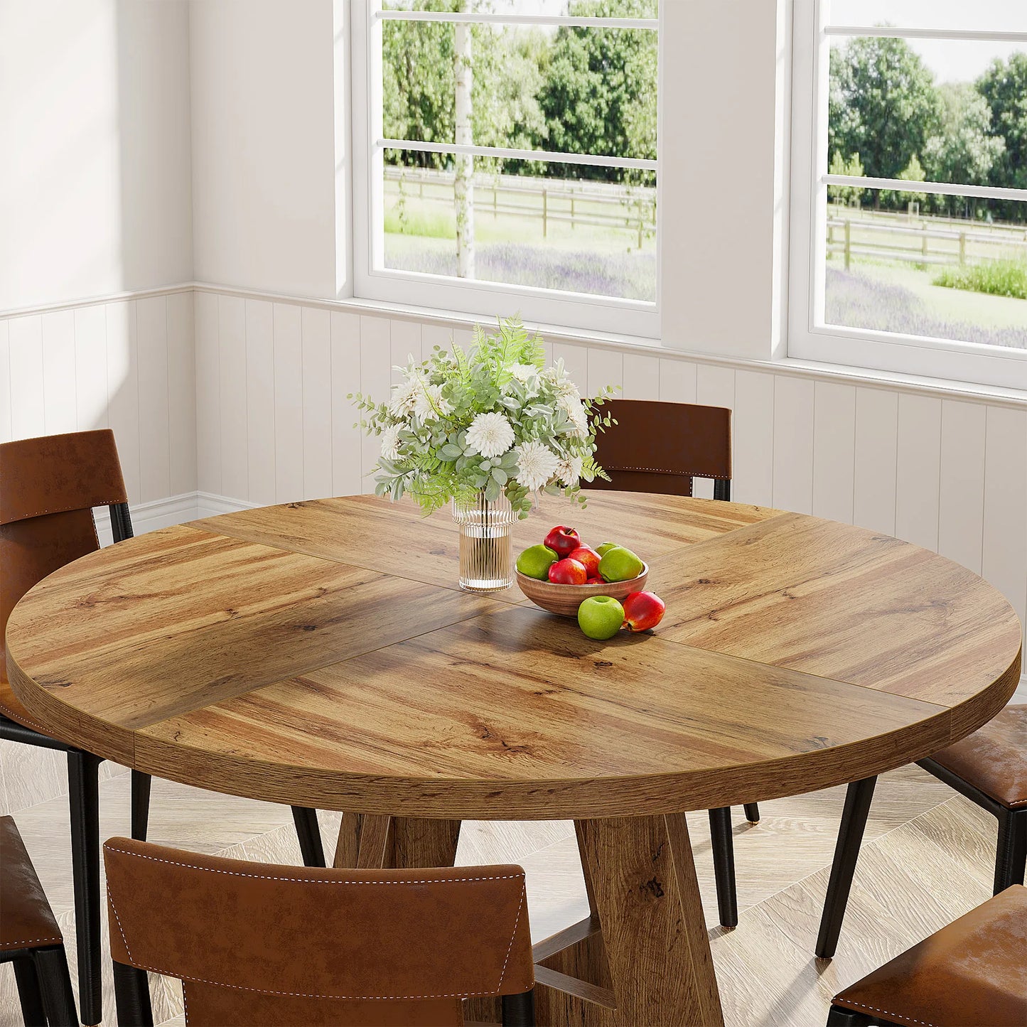 Tribesigns Round Dining Table For Four Farmhouse Kitchen