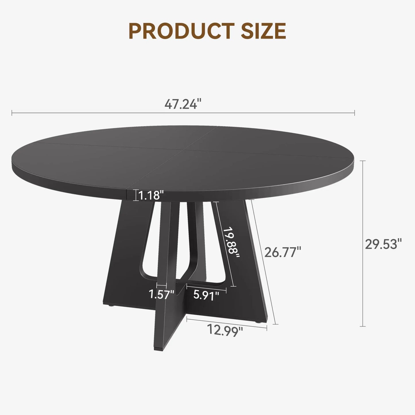 Round Wooden Farmhouse Dining Table For Four To Six People