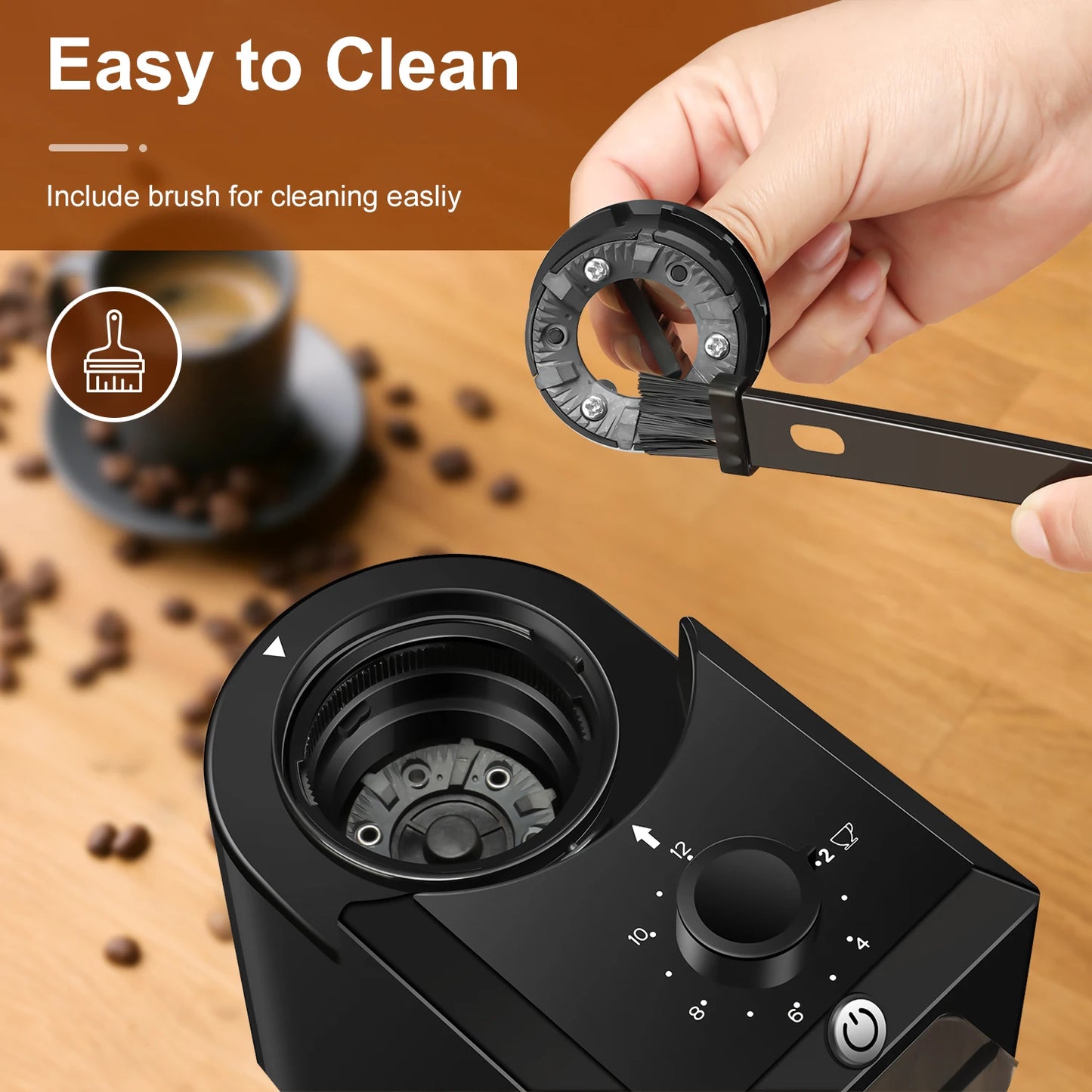 KIRAINAFLY Automatic Burr Mill Coffee Grinder 28 Adjustable Gears