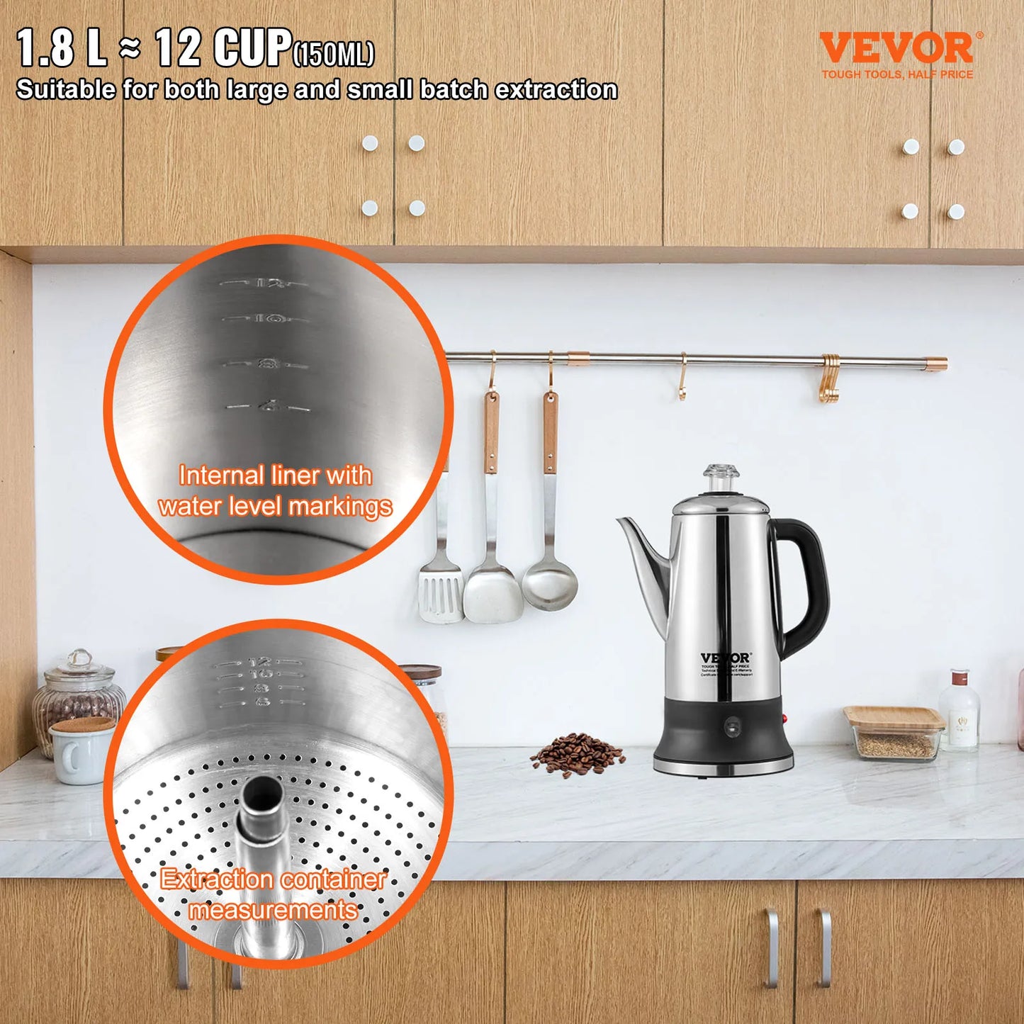 SucceBuy Electric Percolator Coffee Pot Stainless Steel