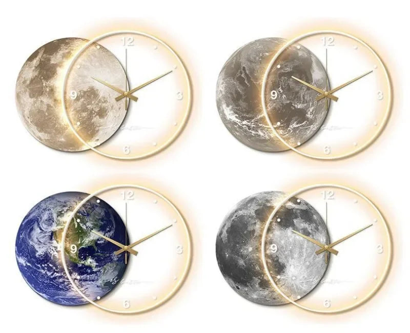 ZHUOLI Moon Earth Modeling LED Wall Clock With Silent Movement