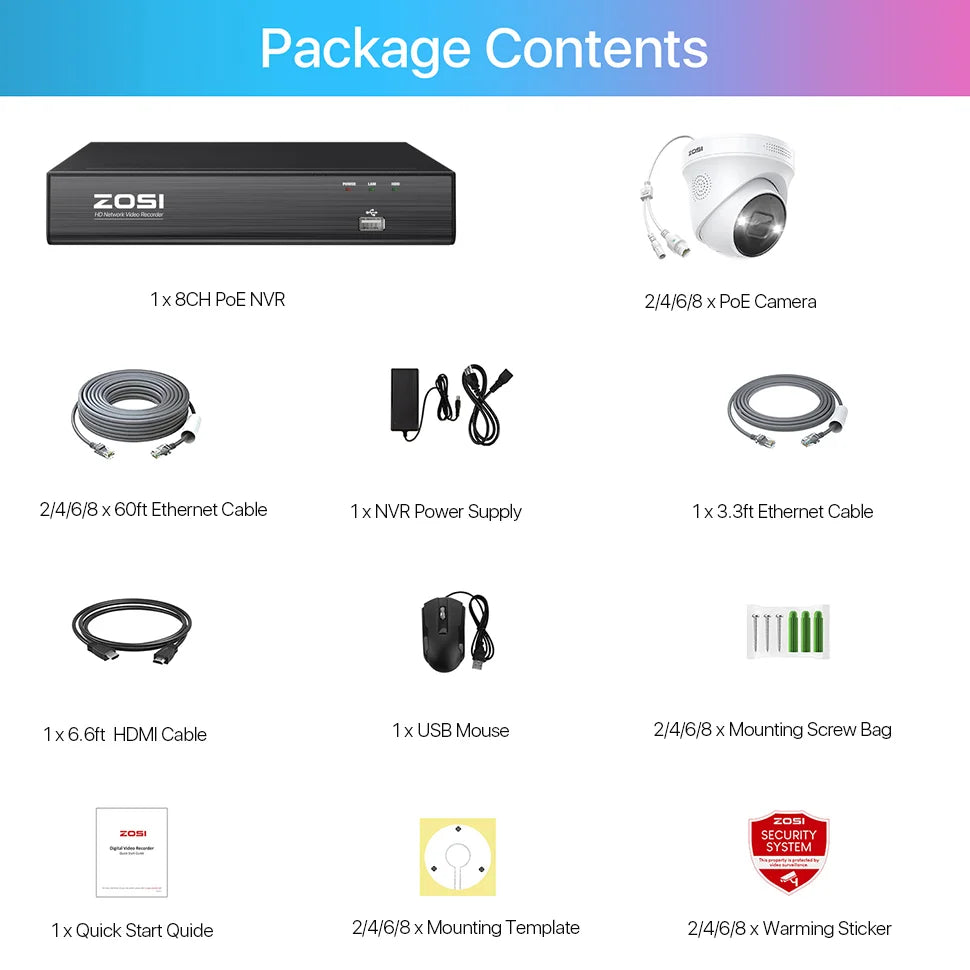 ZOSI 4K POE Surveillance Kit 8 Channel NVR AI Detection