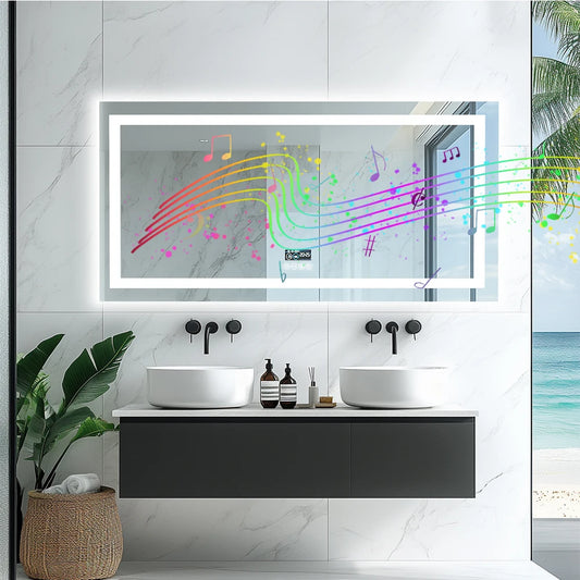 Wisfor LED Bathroom Mirror With Lights Dimmable Vanity Bluetooth Display