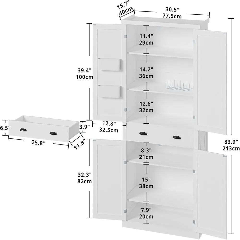 Ironck Kitchen Pantry Storage Cabinet Freestanding With Barn Doors