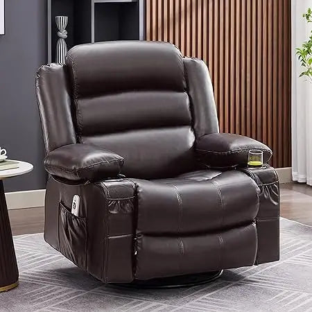 Rocker Recliner Chair With Heat Massage And 360 Degree Swivel