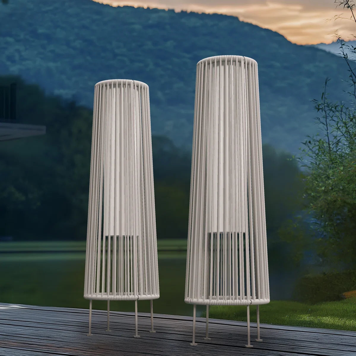 Grand Patio Two Piece Floor Solar Light Outdoor Wicker Lamp