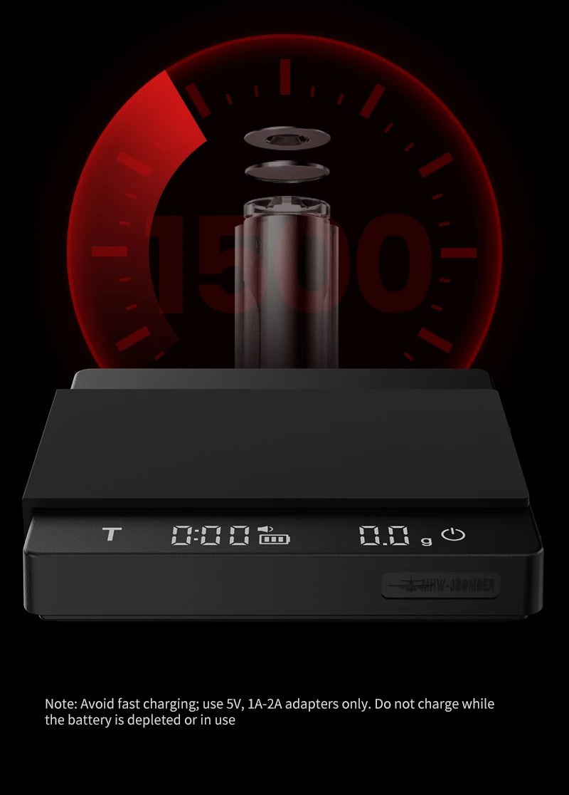 MHW-3BOMBER Coffee Scale With Timer, Rechargeable, 0.1g Precision