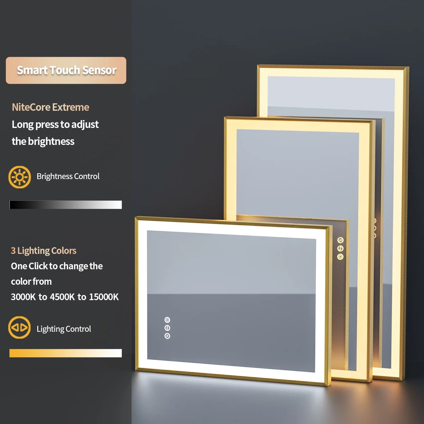 LED Bathroom Vanity Mirror With Aluminum Frame Front Lighted Modern