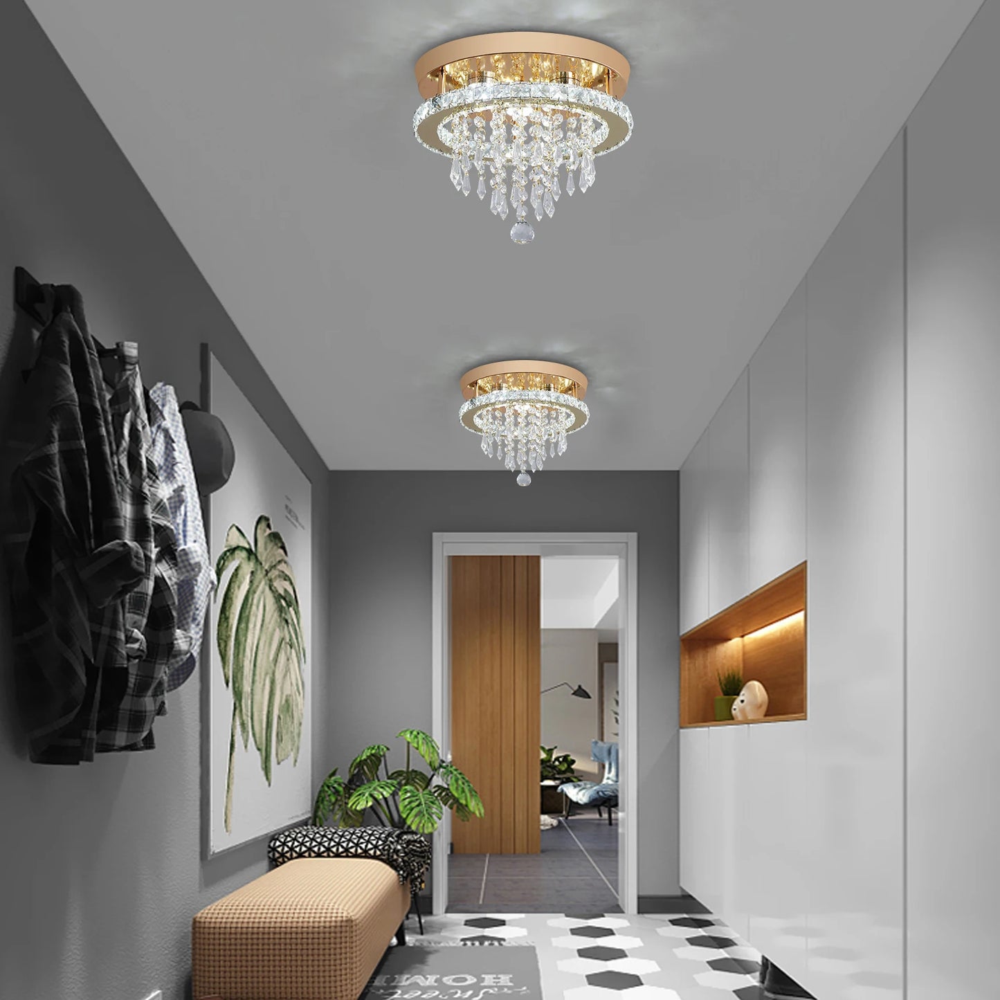 VETRULUS Crystal Chandelier LED Ceiling Light for Living Room