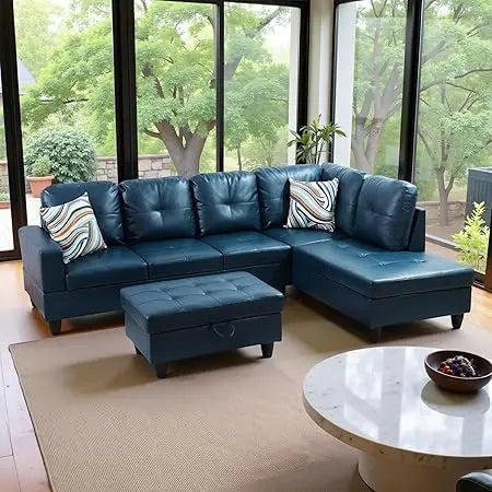 Modern L Shaped Sectional Sofa With Storage Ottoman