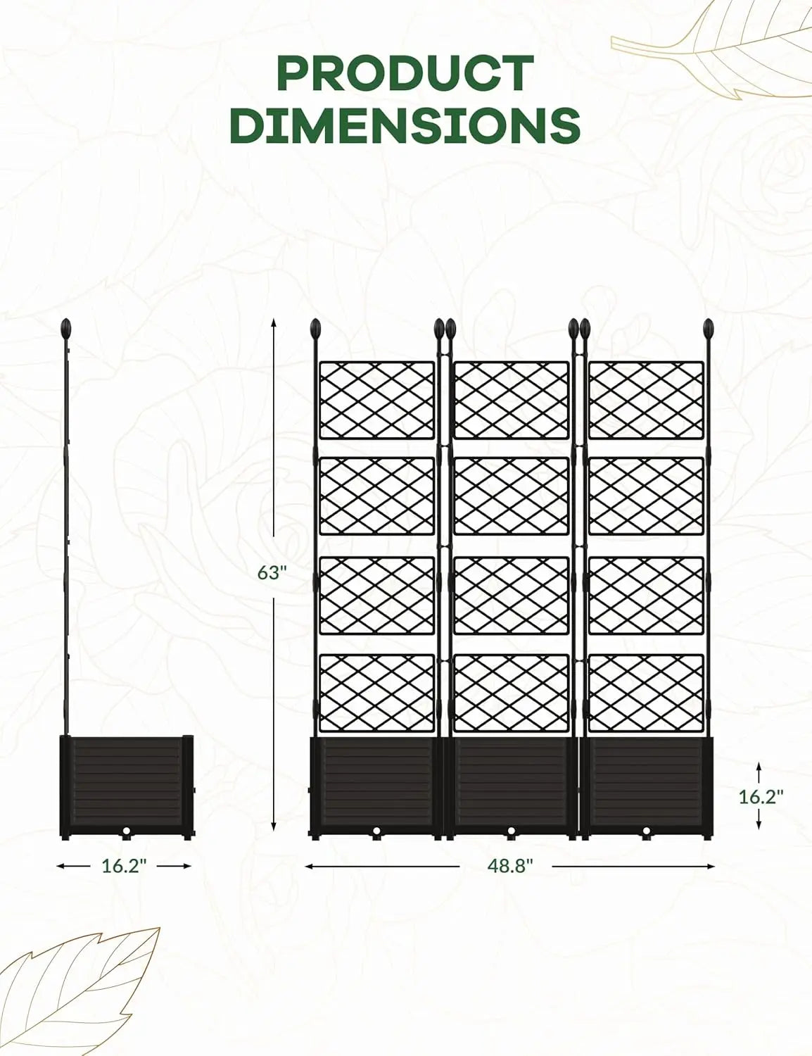TWISTER.CK Plastic Planter Box With Trellis Raised Garden Bed