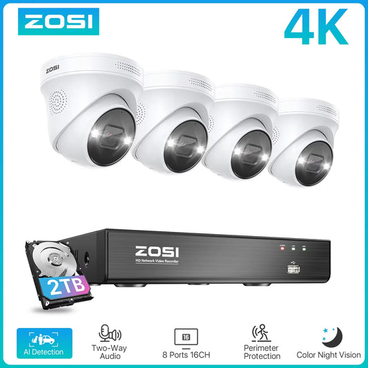 ZOSICTV 4K 8MP POE Surveillance Kit 8CH AI NVR System