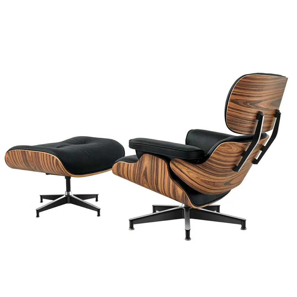 Mid Century Leather Armchair Lounge Chair Ottoman For Living Room
