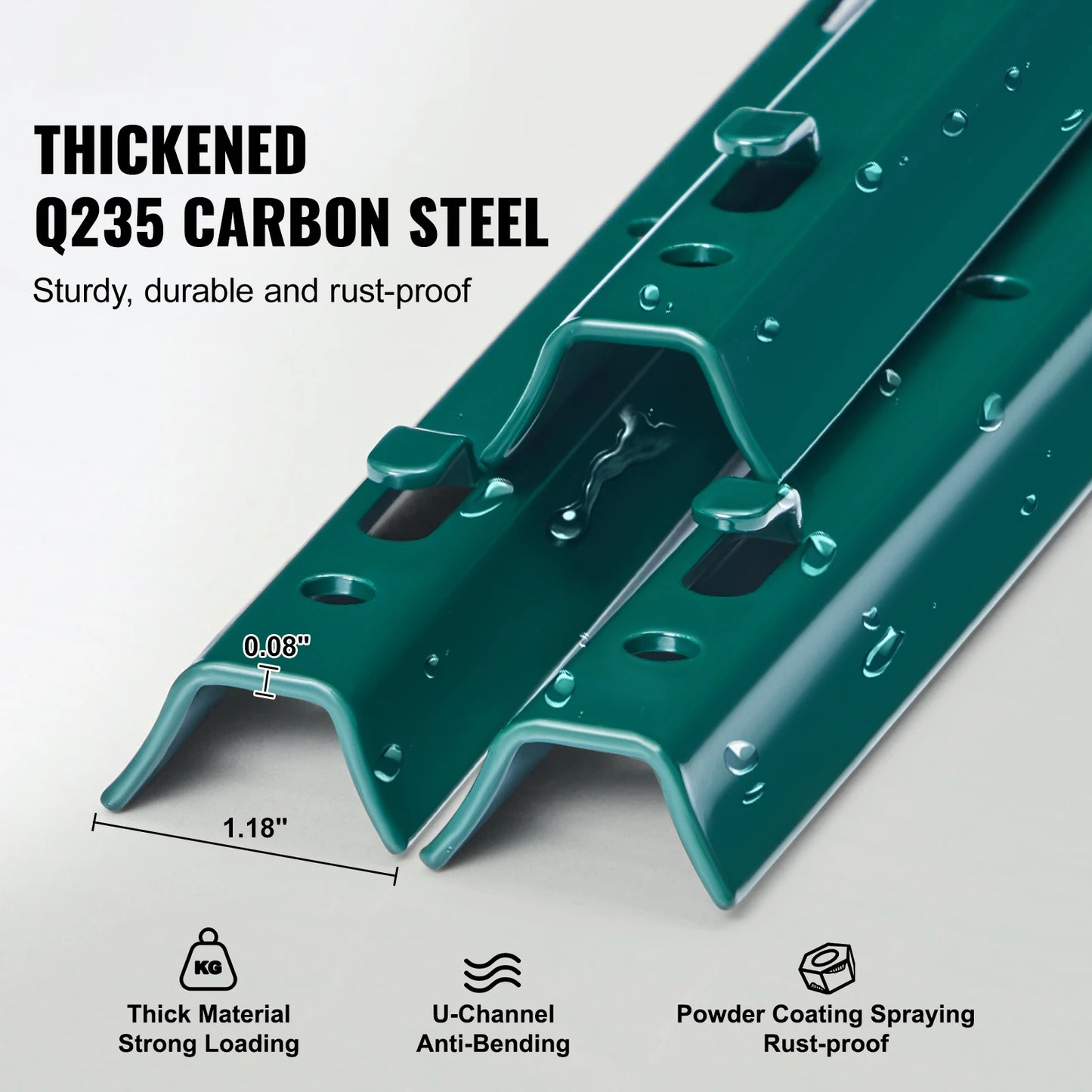 SucceBuy Heavy Duty Q235 Carbon Steel Fence Post Set Outdoor