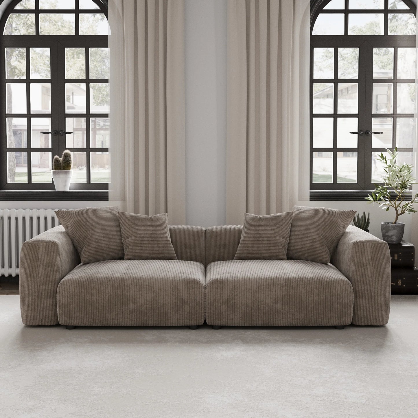 Sdorens Modern Corduroy Sectional Sofa With Chaise