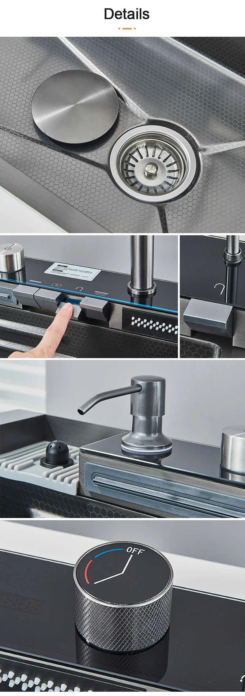 Rozin 304 Stainless Steel Kitchen Sink With Digital Waterfall Faucet