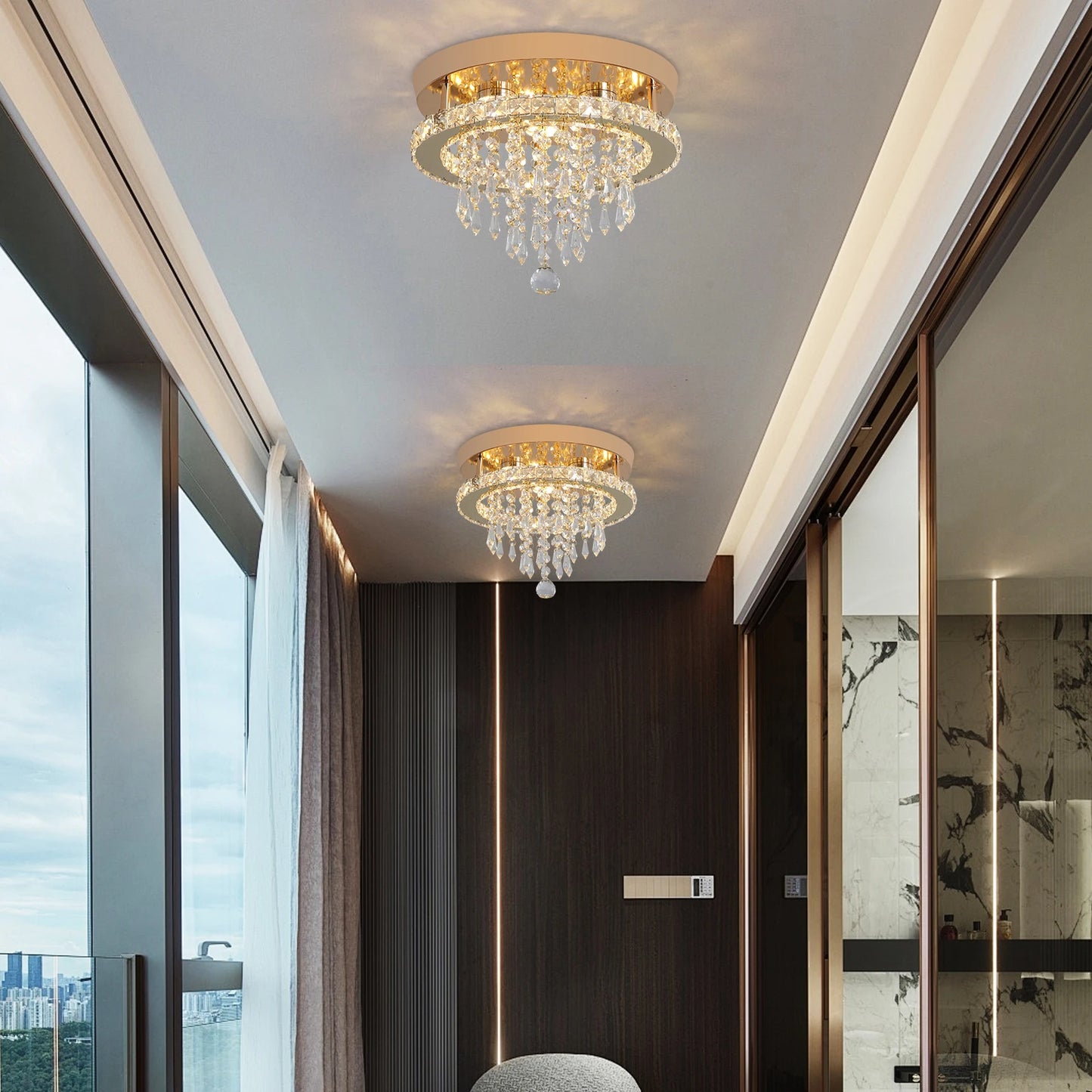 VETRULUS Crystal Chandelier LED Ceiling Light for Living Room