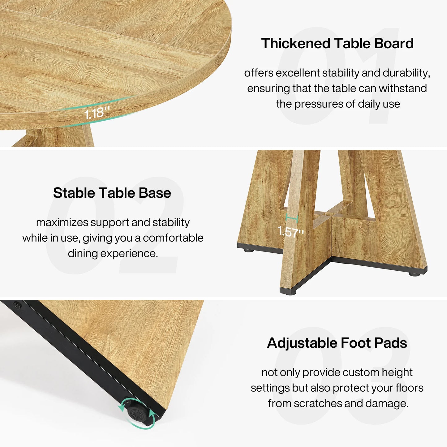 Tribesigns Round Dining Table For Four Farmhouse Kitchen