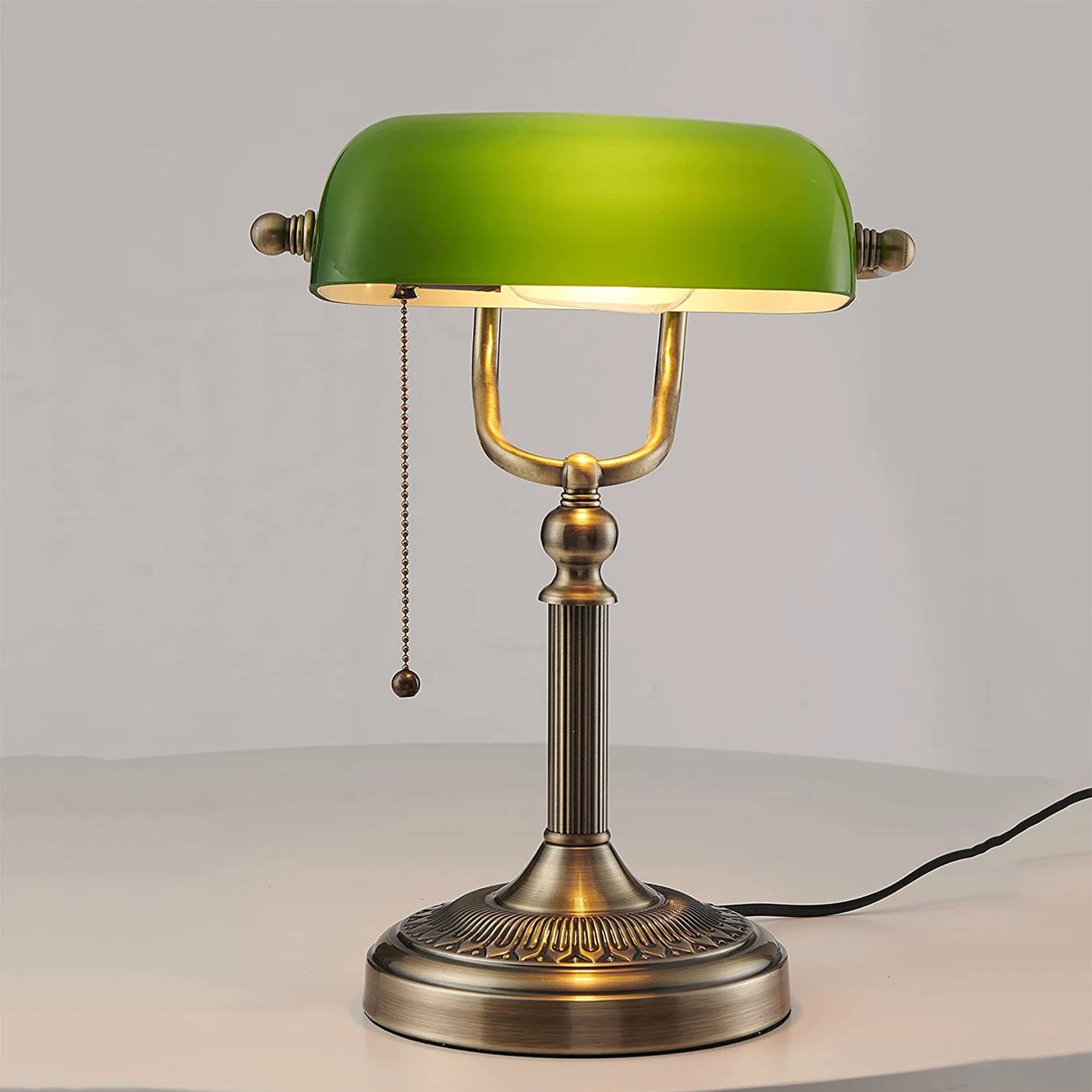 Newrays Banker Style Plug-In Table Lamp With Zipper Switch