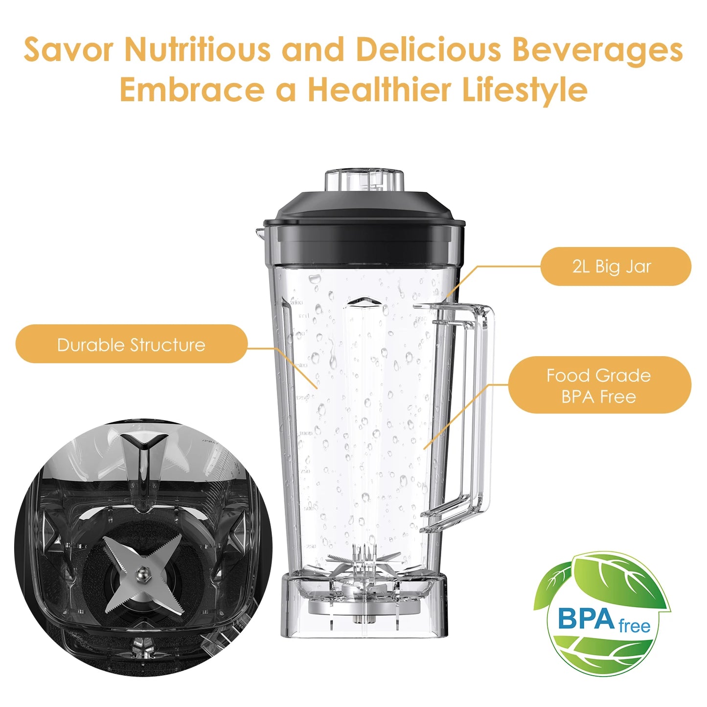 Biolomix BPA Free 3HP 2200W Commercial Blender Mixer Juicer