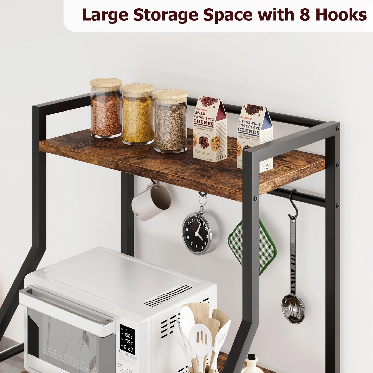TWISTER.CK 4 Tier Kitchen Baker Rack With Wire Basket Hooks