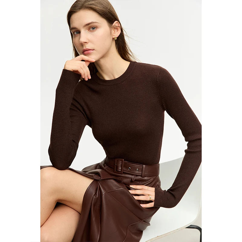 AMIICN Minimalism Women Sweater Slim Fit Turtleneck Warm Knit