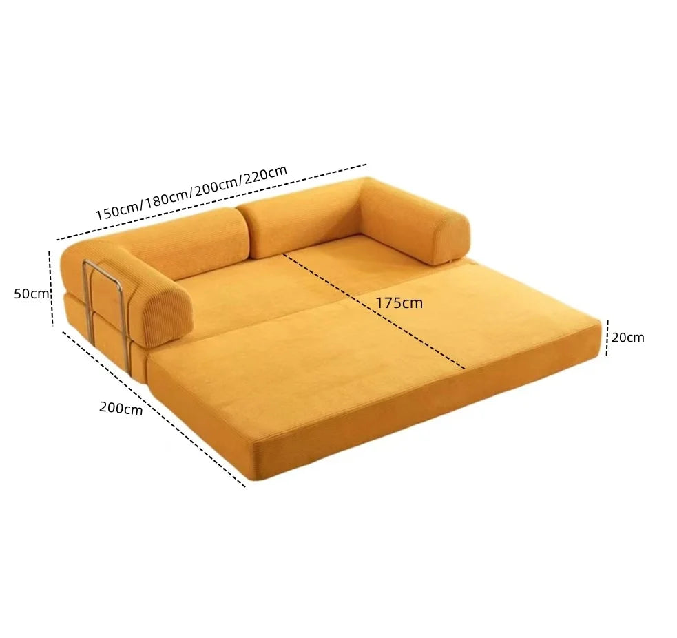 NONECN Italian Corduroy Sofa Bed Minimalist Modular Lounge