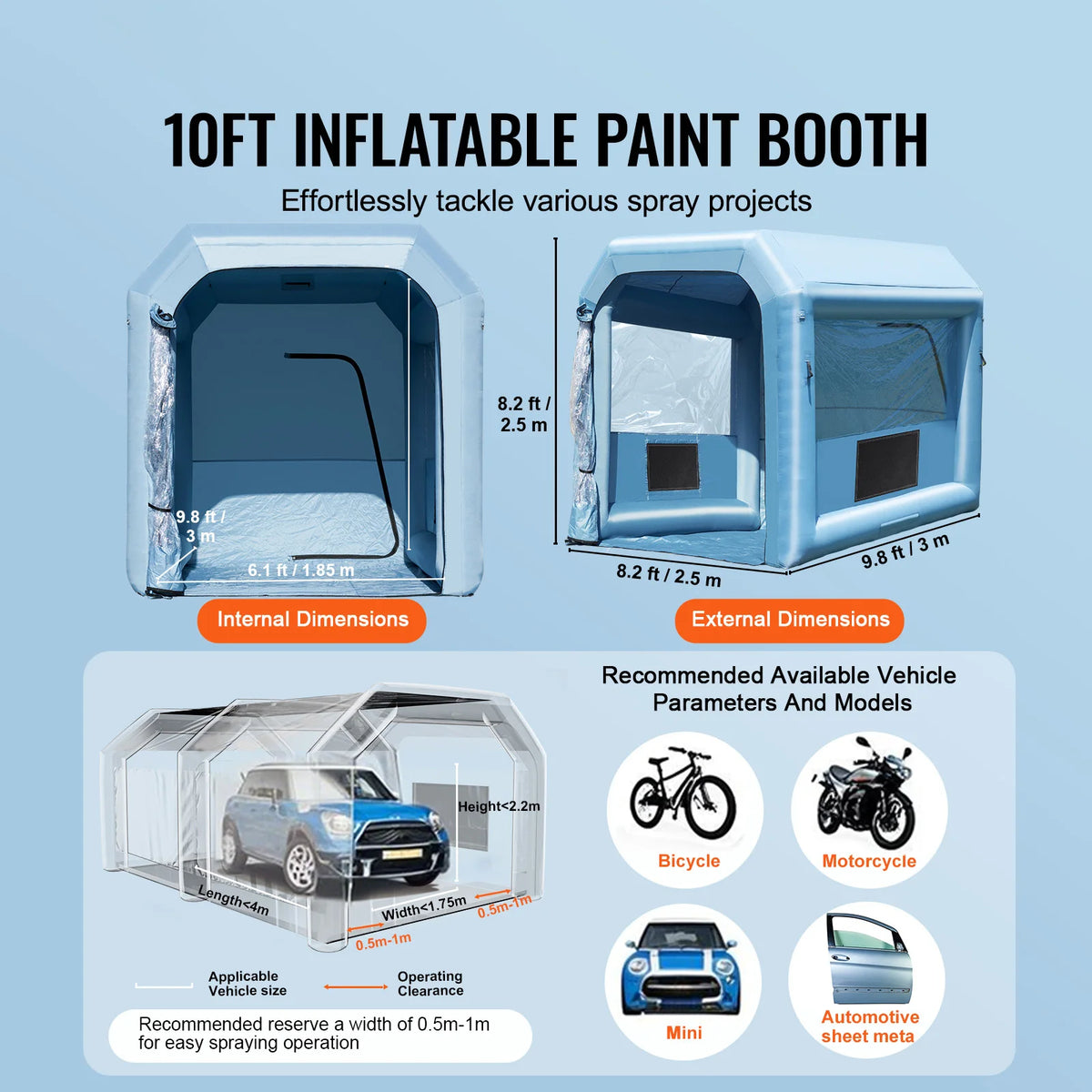 Inflatable Paint Booth With Powerful Blowers And Air Filter System