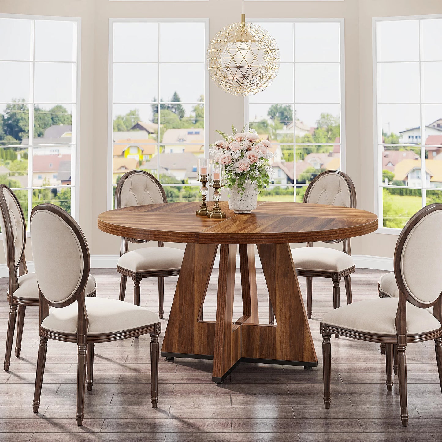 Tribesigns Round Dining Table For Four Farmhouse Kitchen