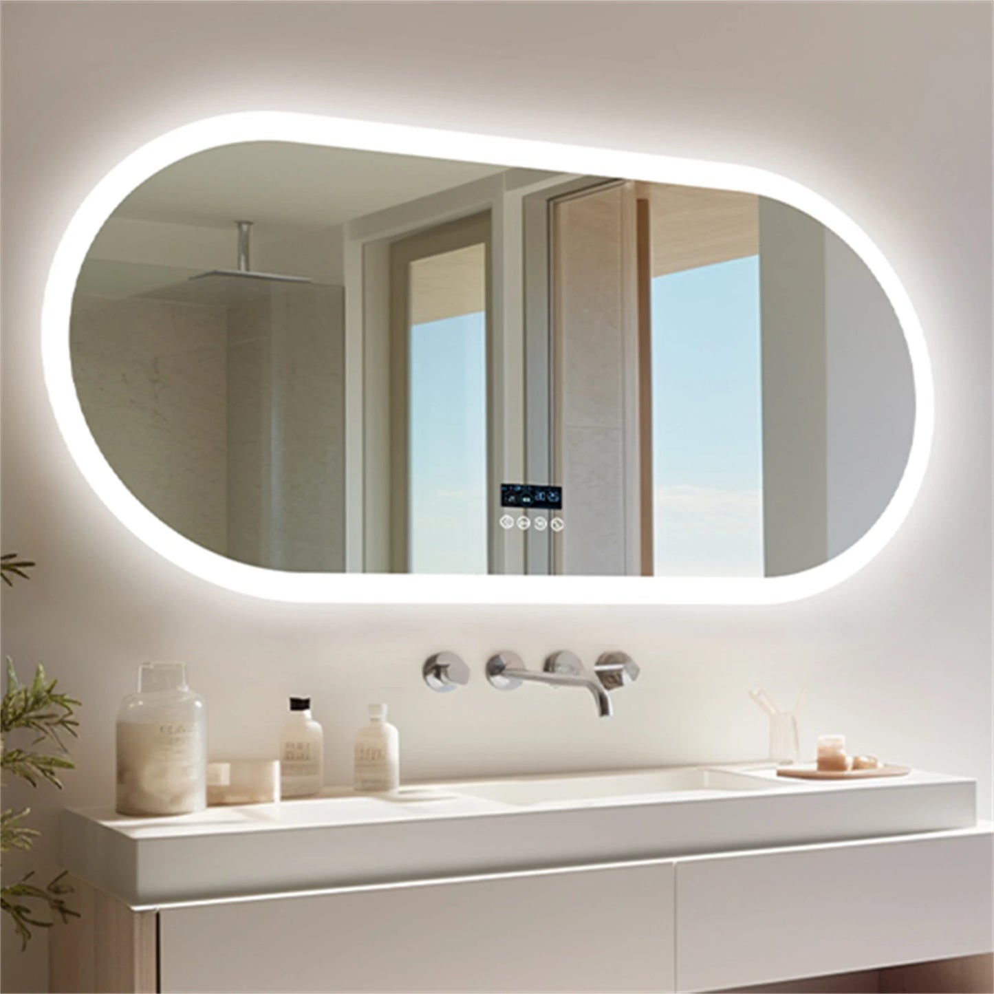Borwart Oval LED Bathroom Mirror With Bluetooth And Anti Fog